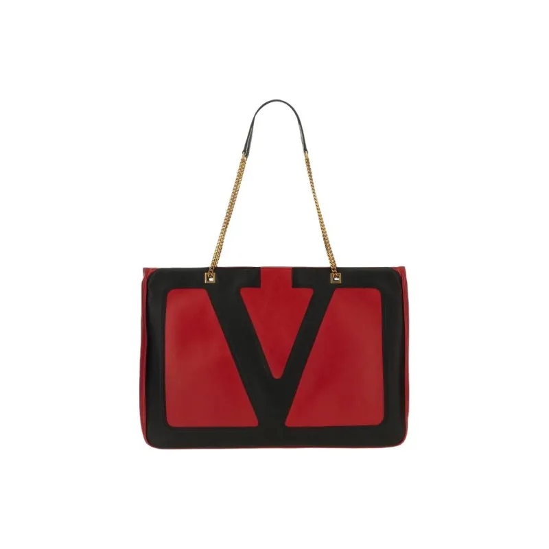 Valentino Sheepskin Shoulder Bag Tubas Women's Red-0