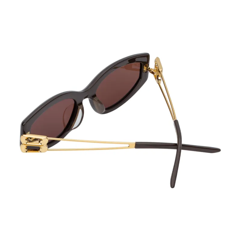 GENTLE MONSTER Acetate Stainless Steel Metal Irregular Shape Sunglasses Unisex Brown-3