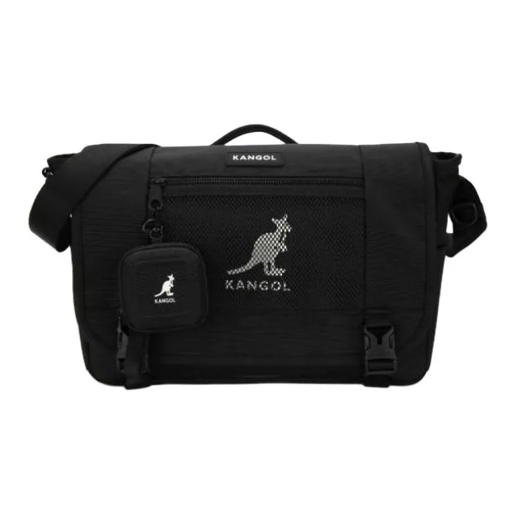 KANGOL Nylon Messenger Bag, Crossbody Bag, Shoulder Bag Unisex Black-0