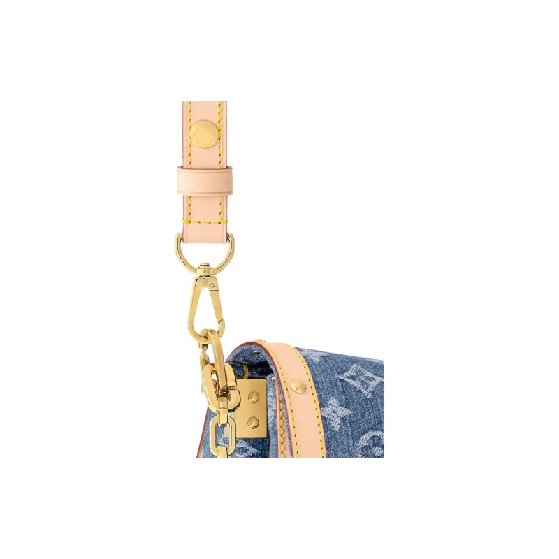 LOUIS VUITTON Dauphine Monogram Denim Fabric Shoulder Bag Tubas Women's Blue-4