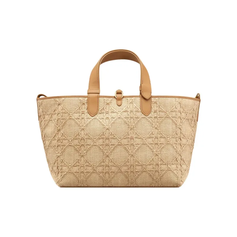 DIOR Toujours Fabric One Shoulder Handbag Medium Size Women's Natural-2