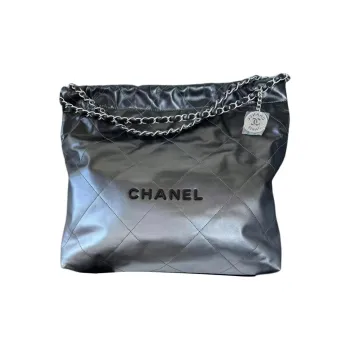 CHANEL 22Bag Gradient Calfskin Bucket Bag, Shoulder Bag, Crossbody Bag Medium Size Women's Silver & Black