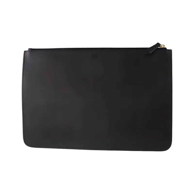 FENDI Cow Leather Clutch Men's Black/Silver White-3