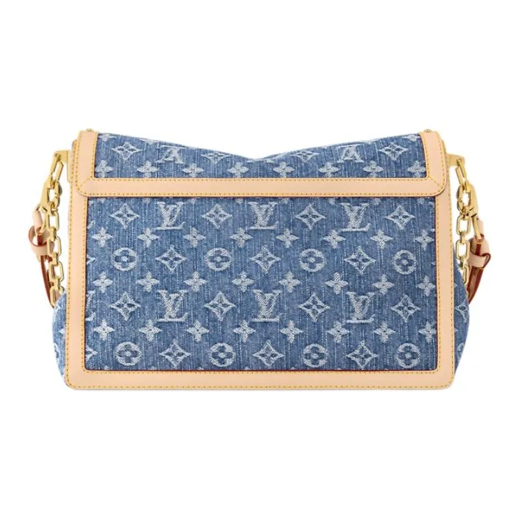LOUIS VUITTON Dauphine Monogram Denim Fabric Shoulder Bag Tubas Women's Blue-2