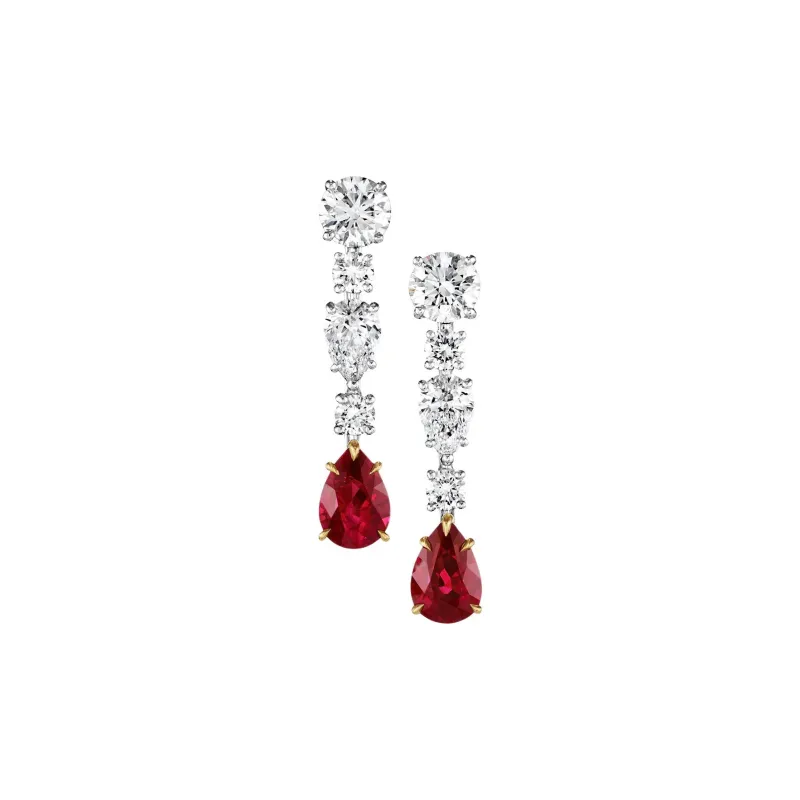 HARRY WINSTON Platinum Earrings Women's Red-0