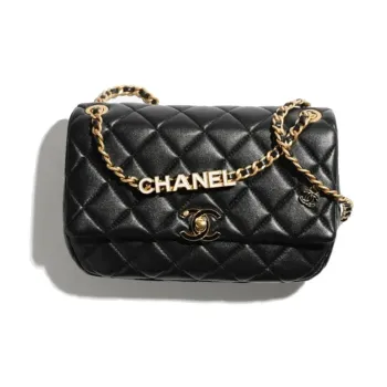 CHANEL Lambskin Patent Leather Shoulder Bag, Crossbody Bag Trumpets Women's Black