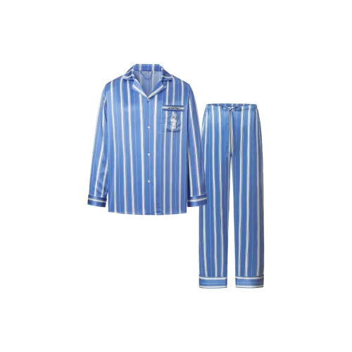 NOT JUST PAJAMA 블루 스트라이프 패턴 남성 파자마 세트