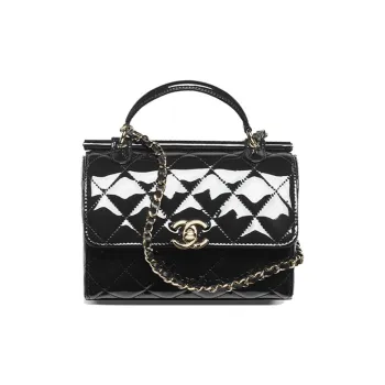 CHANEL Calf Patent Leather Shoulder Bag, Crossbody Bag, Handbag Trumpets Women's Black