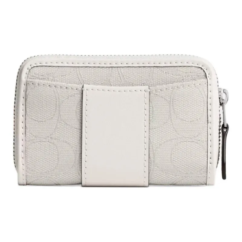 COACH Signature Jacquard Fabric Card Holder Trumpets Women's Cloud Chalk-1