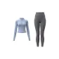 Gray Lake Blue Coat+Limestone Ankle-Length Pants