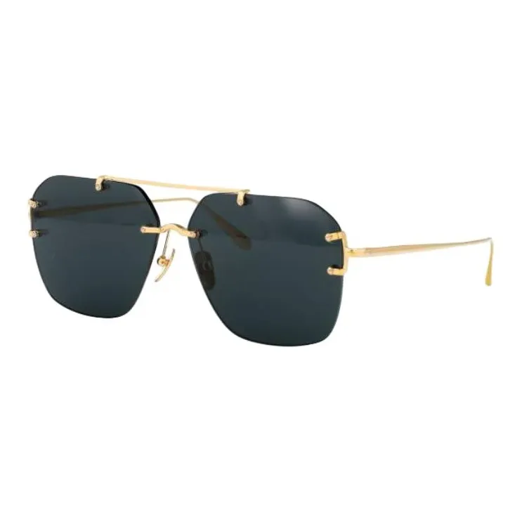 Linda Farrow Titanium Aviator Sunglasses Women's Gold-0