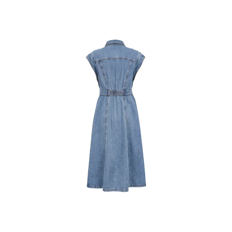 ONLY Sleeveless Dresses Women's J34 390 Washed Denim Blue-1