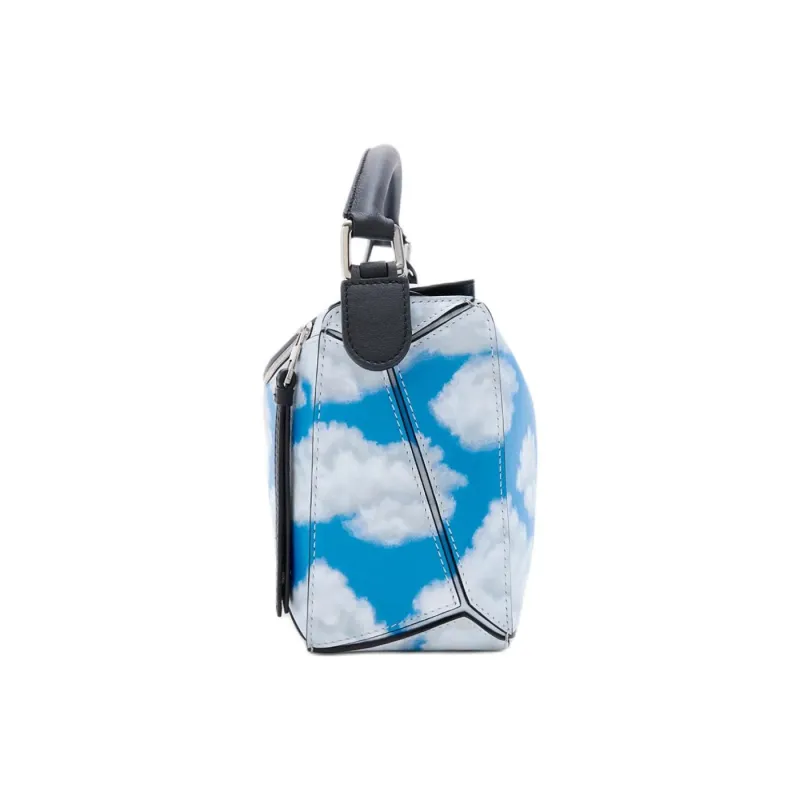 LOEWE Puzzle Nappa Cow Leather Shoulder Bag, Crossbody Bag, Handbag Trumpets Women's Black & Blue-2