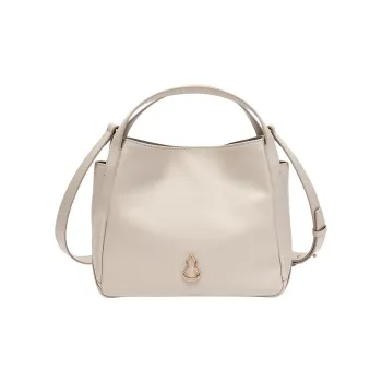 BAMPO Top Grain Cow Leather Shoulder Bag, Crossbody Bag, Handbag Women's Poria White
