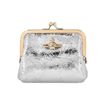 Vivienne Westwood Calfskin Coin Purse Mini Unisex Silver