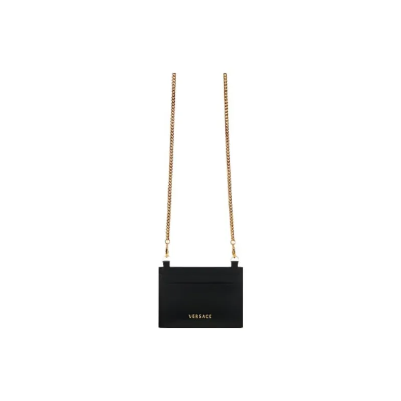 VERSACE Virtus Leather Crossbody Bag, Card Holder Women's Black-2