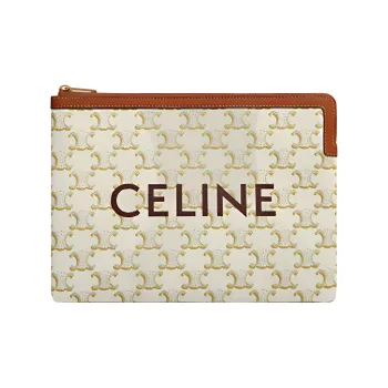 CELINE Triomphe Sheepskin Wallets Clutches Small Size Women's Candy Color/White