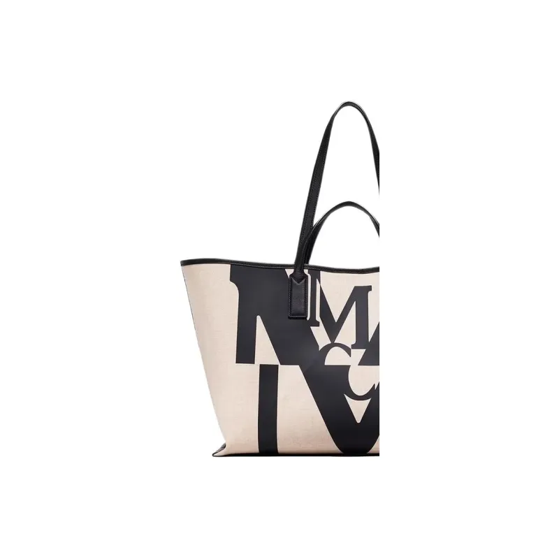 MCM Canvas Shopping Bag, Tote, Handbag, Shoulder Bag Medium Size Women's Black-5
