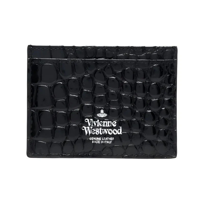 Vivienne Westwood Calfskin Card Holder Wallet Men's Black-1