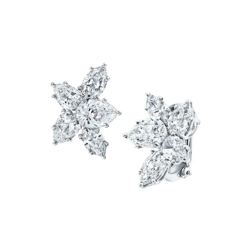 HARRY WINSTON Platinum Earrings Women's Silver-1