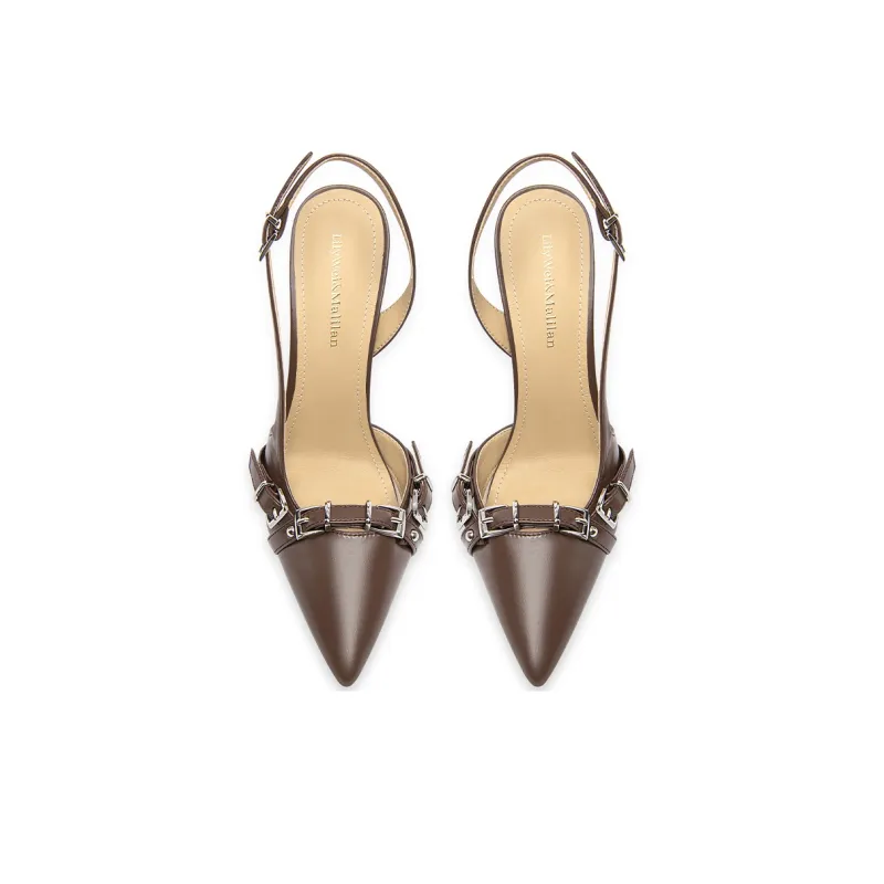 Lily Wei Terminator Slim Heel High Heels Women's Brown-2