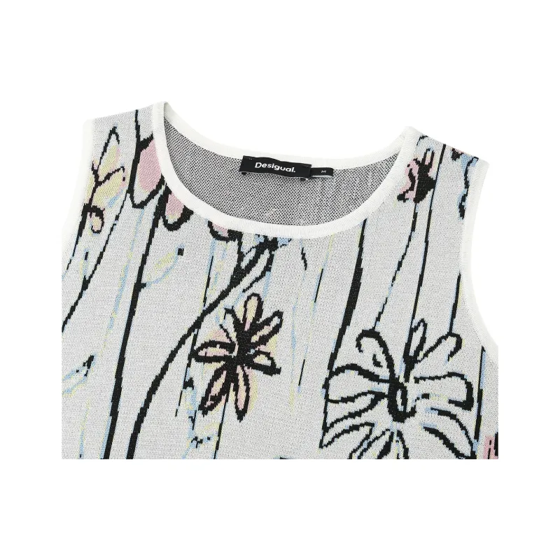 Desigual Sleeveless Dress Women's White Base Print-2