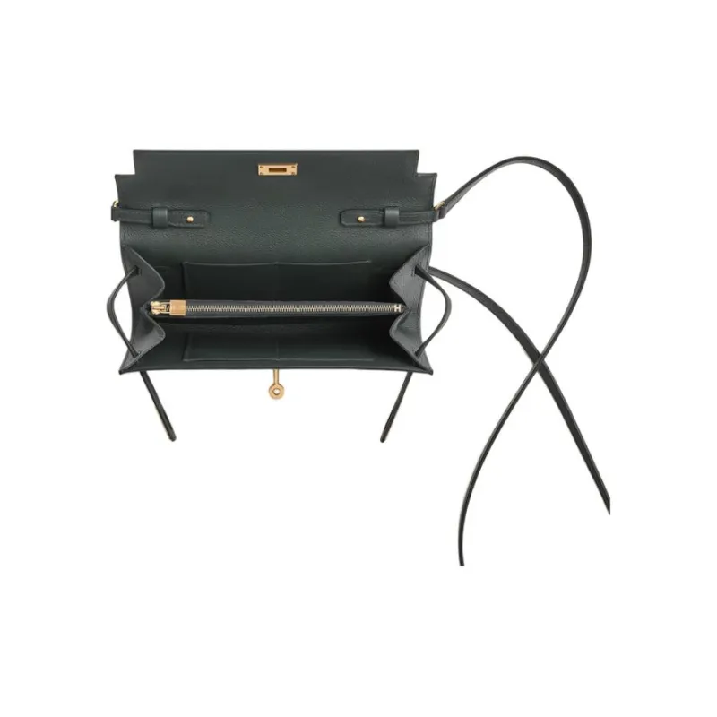 HERMES Kelly To Go Evercolor Calfskin Shoulder Bag Women's Green-2