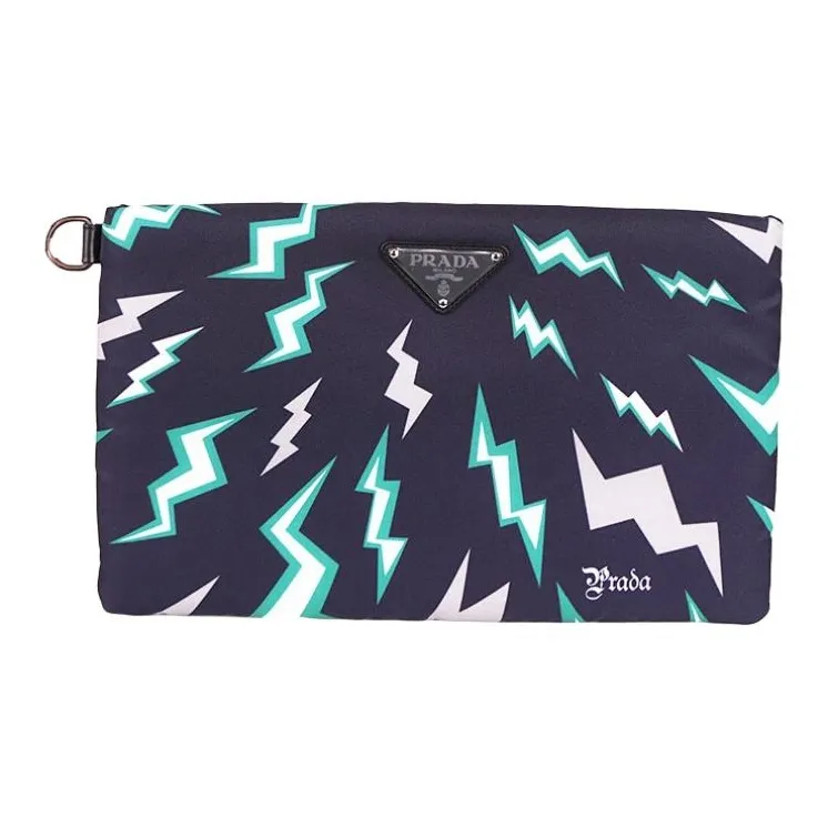 PRADA Nylon Storage Bag Toiletry Bag Clutch Men's Blue-2