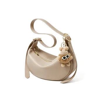 Narandu Cow Leather Dumpling Bag Crescent Crossbody Bag Medium Size Women's Oat