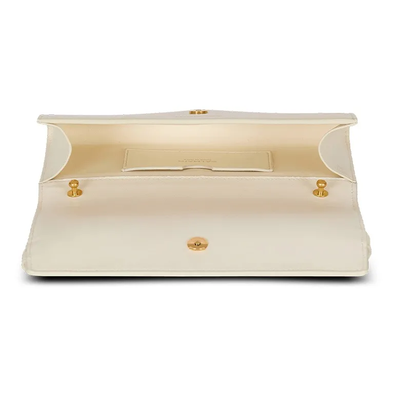 BALMAIN Calfskin Shoulder Bag, Crossbody Bag, Wallet Women's Beige-3