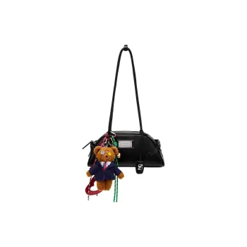 MCMIKO Cow Leather Crossbody Shoulder Bags Medium Size Unisex Black