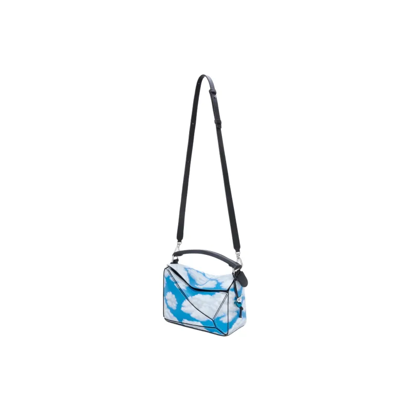 LOEWE Puzzle Nappa Cow Leather Shoulder Bag, Crossbody Bag, Handbag Trumpets Women's Black & Blue-5