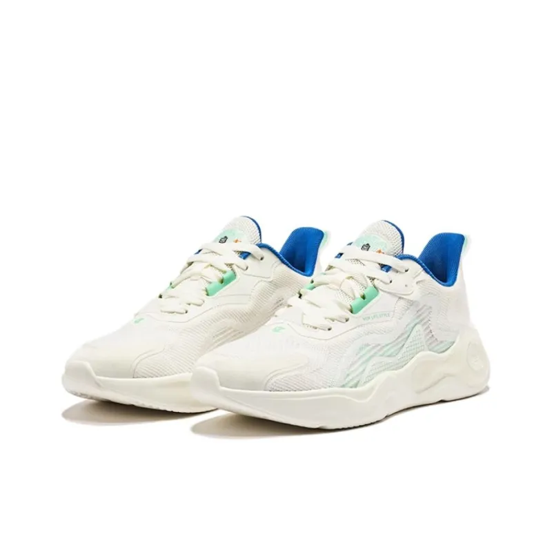 QIAODAN Anti Slip Wear Resistant Low Top Sports Casual Shoes Men's Green White-3