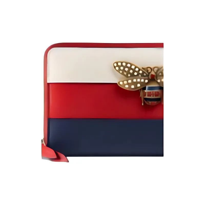 GUCCI Queen Margaret Leather Wallet Women's Red White Blue Multicolor-6