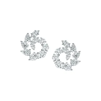 HARRY WINSTON Platinum Earrings Women's Silver