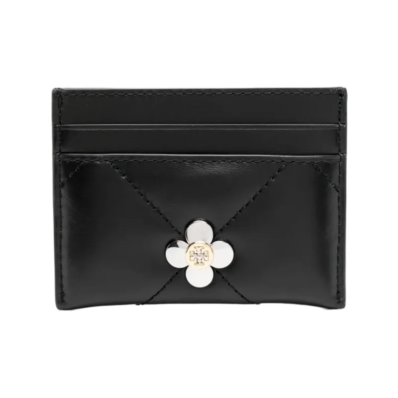 TORY BURCH Kira Cow Leather Card Holder Unisex Black-0