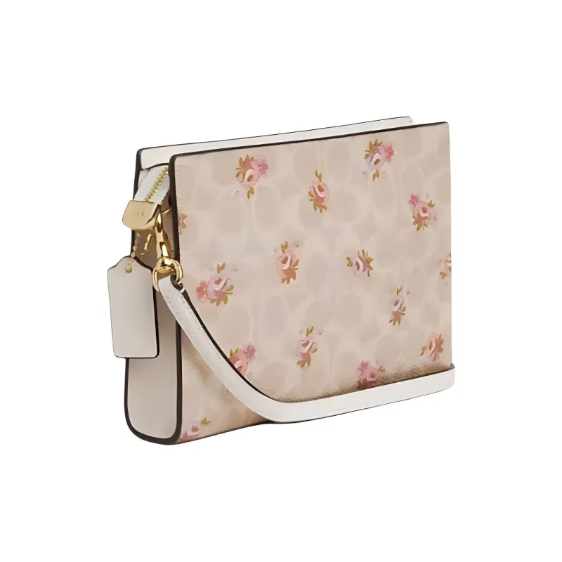 COACH Slim Crossbody Coated Canvas Shoulder Bag, Crossbody Bag Trumpets Women's Gold & Sand-1
