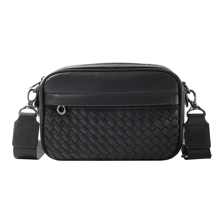 Old Man's Head Synthetic Leather Crossbody Bags Men's Black/Black Checkerboard/Black Pattern-28