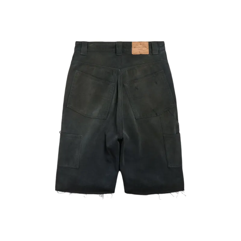 Balenciaga Denim Shorts Loose Fit Men's Black-1