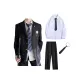 Black Coat+Shirt+Tie+Suit Pants