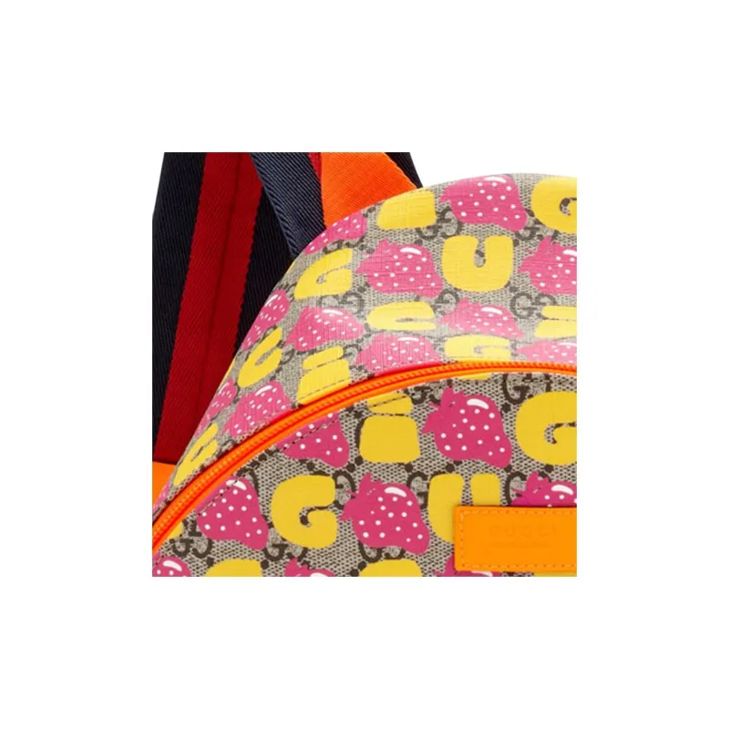 GUCCI Canvas Backpack Kids' Ebony/Orange Yellow/Multicolor-4
