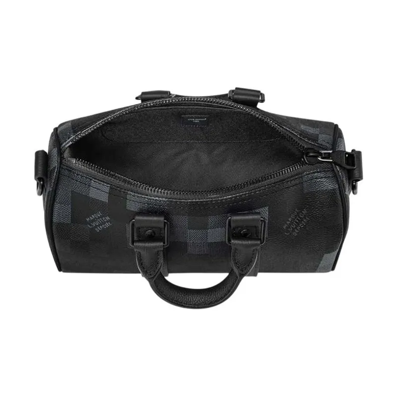 LOUIS VUITTON KeepallBandoulière Damoflage Black Coated Canvas Shoulder Bag, Crossbody Bag, Handbag Men's Black-3