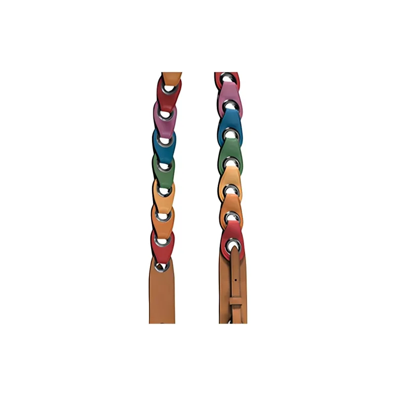 COACH Smooth Leather Chain Leather Accessory Bag Strap Women's Blue & Yellow & Pink & Green & Red-2