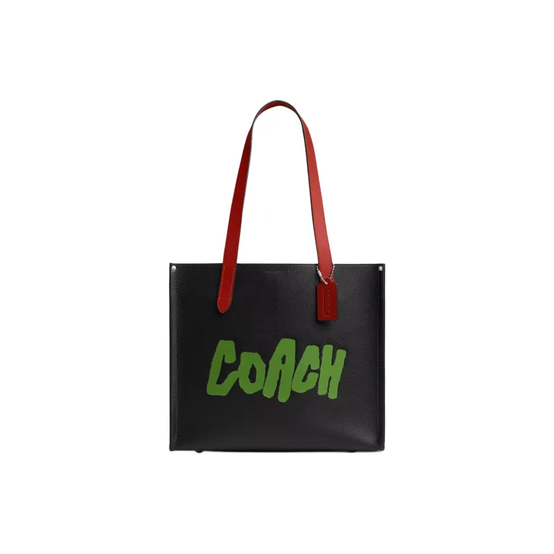COACH Relay Leather Tote Bag, Shopping Bag, Shoulder Bag Tubas Men's Black Multicolor-0
