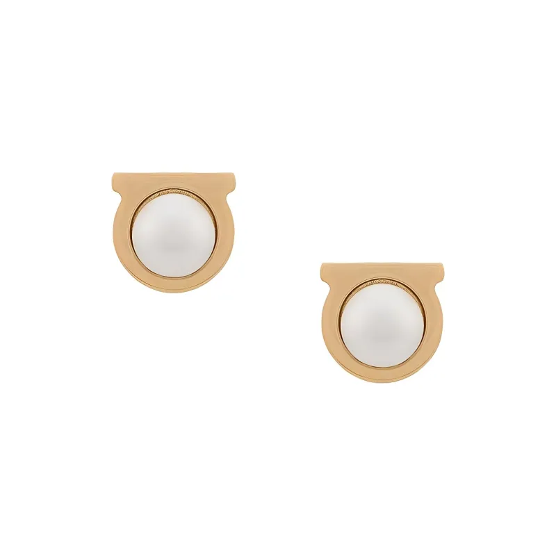 FERRAGAMO Brass Stud Earrings Women's Gold-0