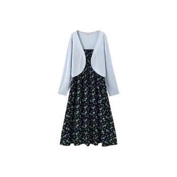 YUNFEIXIU Casual Suit Fashion Loose Fit Cardigan Top Skirt Two Piece Set Slimming For Plus Size Women's