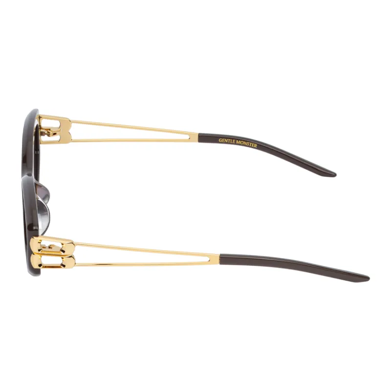 GENTLE MONSTER Acetate Stainless Steel Metal Irregular Shape Sunglasses Unisex Brown-2