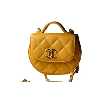CHANEL Shiny Calfskin Shoulder Bag, Crossbody Bag, Handbag Women's Yellow