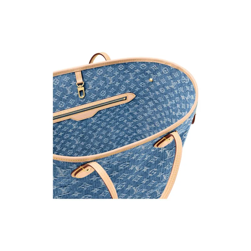 LOUIS VUITTON NEVERFULL Monogram Denim Fabric Tote Bag, Shopping Bag, Shoulder Bag Medium Size Women's Blue-4