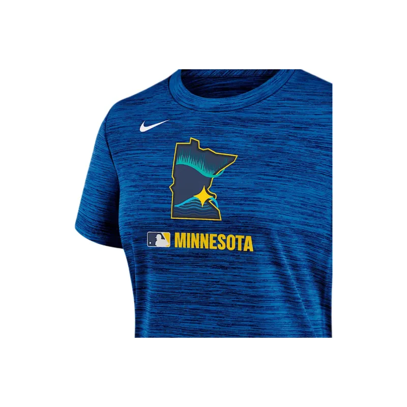 Nike Minnesota Twins Authentic Collection City Connect Velocity Women's Nike Dri FIT Mlb T Shirt-2